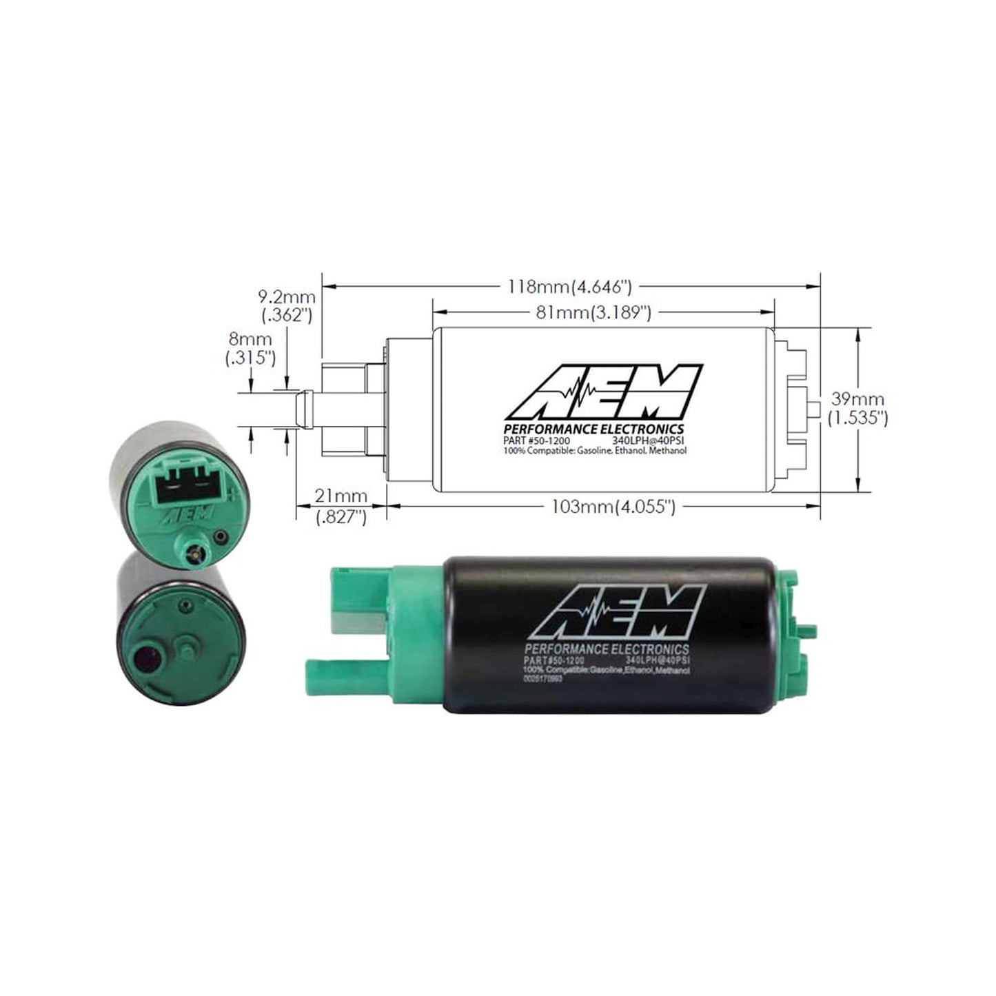 AEM 340LPH E85-Compatible In-Tank Fuel Pump 50-1200 product photo
