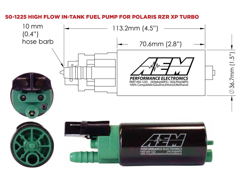 AEM E85-Compatible High Flow Fuel Pump 50-1225 product photo