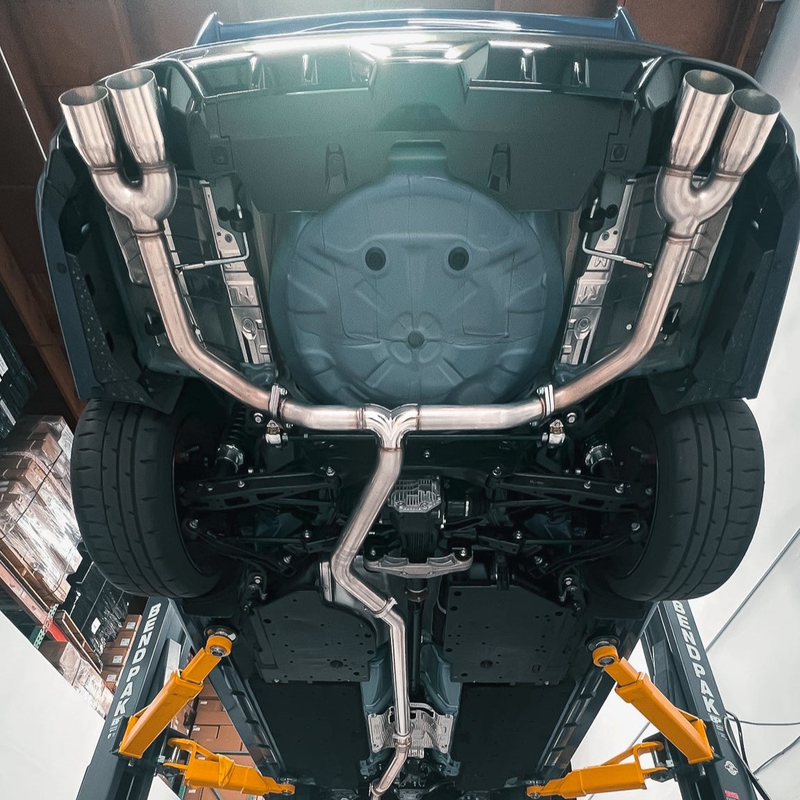 PLM mid pipe installed under a 2022+ Subaru WRX VB